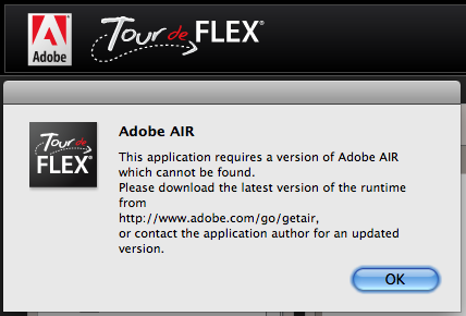 Tour de Flex Tour de Flex error message